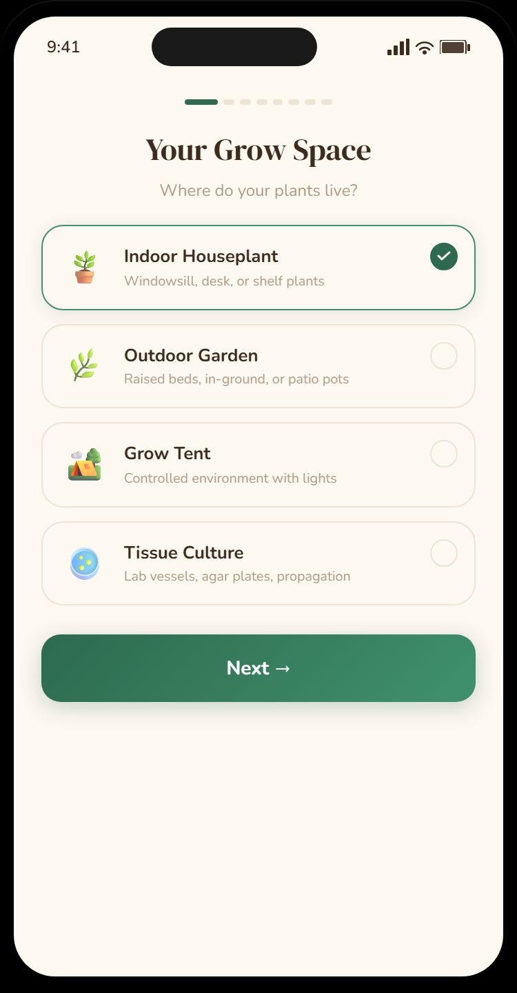 Select growing environment